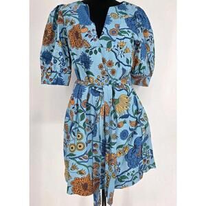 Anthropologie Love The Label Shelby Dress Medium Puff Sleeve Belted Mini